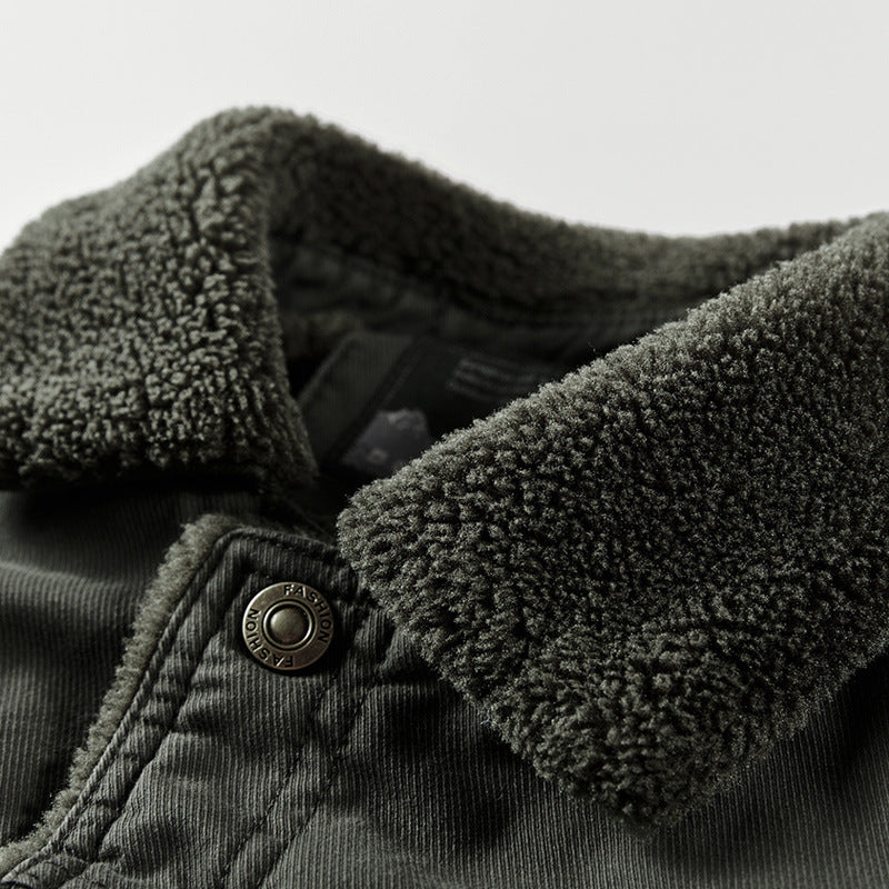 Herren robuster Canvas-Fieldblouson mit wärmender Sherpa-Innenlage und Hemdkragen Shop Nory