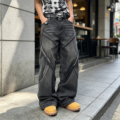 Damen Modische Baggy-Jeans mit einzigartigen Nähte Shop Nory