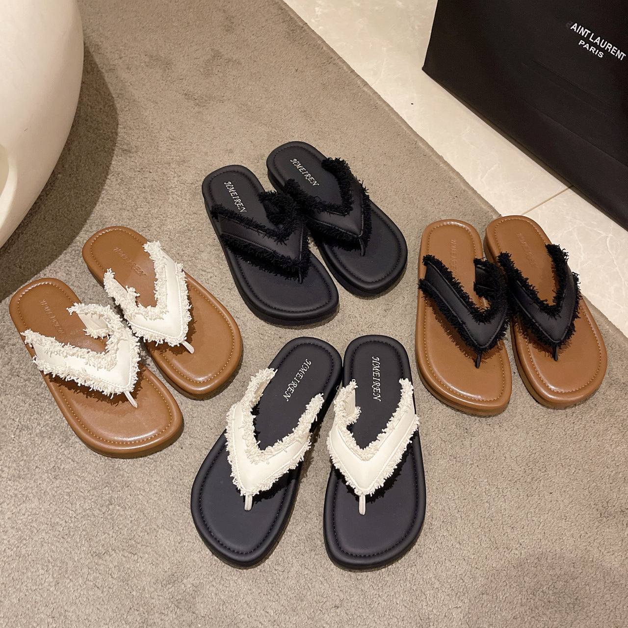 Damen Flip-Flops mit modischem Fransen-Design und komfortabler Sohle