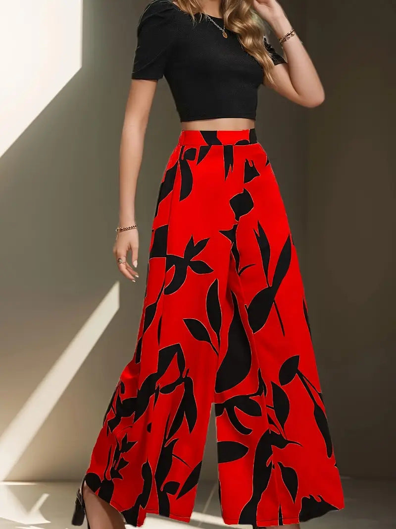 Damen Palazzohosen mit floralem Muster