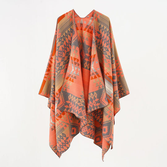 Damen Oversize-Überwurf im gewebten Ethno-Jacquard mit asymmetrischem Zipfelsaum Shop Nory
