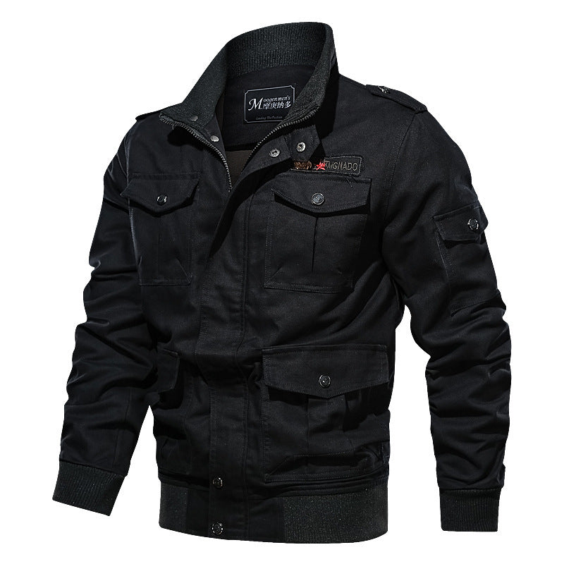 Herren Robust geschnittene Canvas-Fieldjacke mit Epauletten, Mehrfachtaschen und geripptem Abschluss Shop Nory