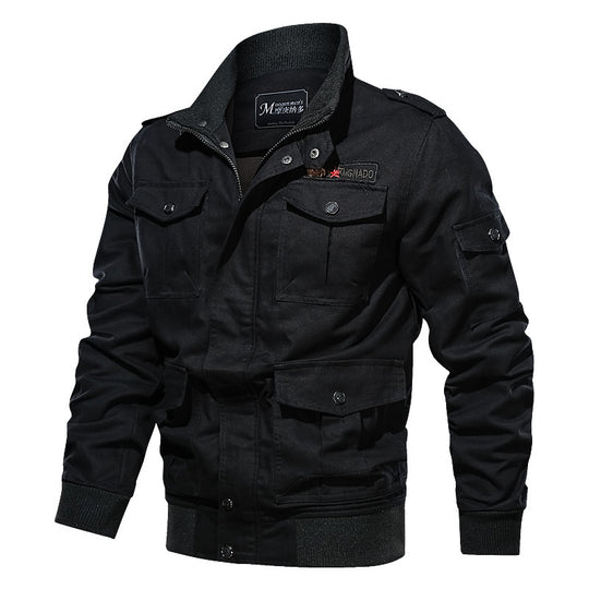Herren Robust geschnittene Canvas-Fieldjacke mit Epauletten, Mehrfachtaschen und geripptem Abschluss Shop Nory