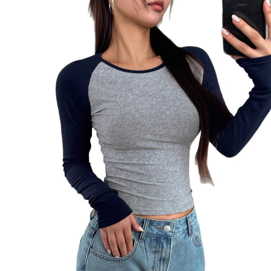 Damen Enganliegendes Raglan-Langarmshirt mit Stretch und Daumenloch Shop Nory