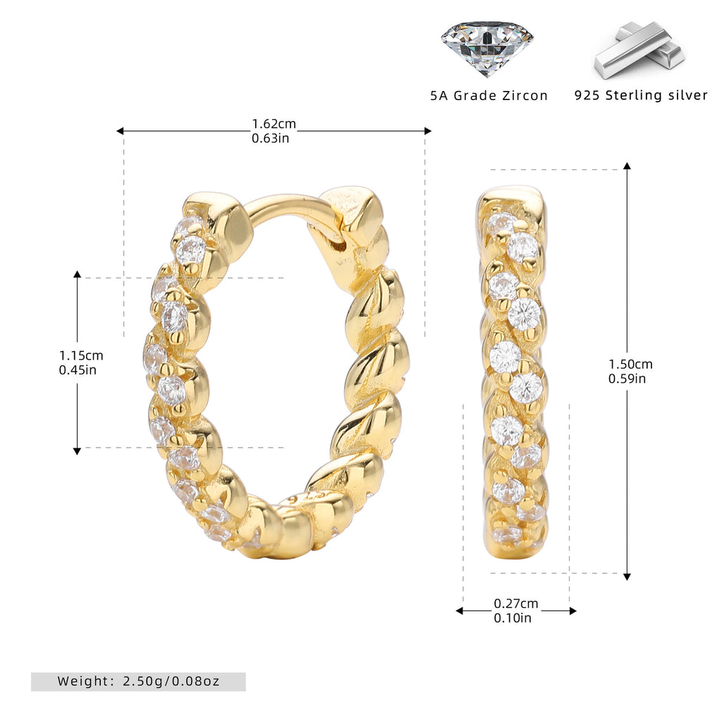 Damen Creolen mit luxuriösem Zirkonbesatz aus hochwertigem 925 Sterling Silber Shop Nory