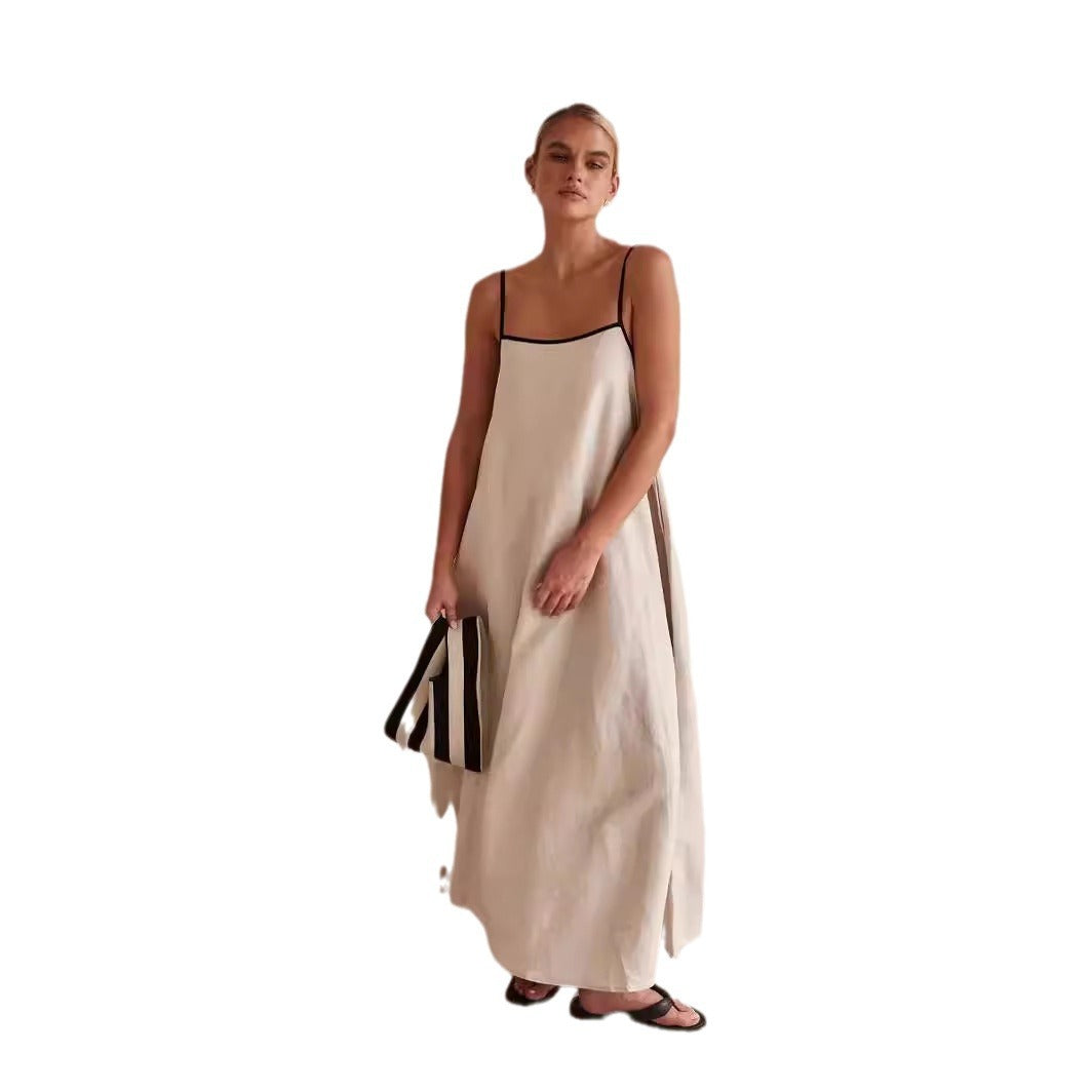 Damen Sommerliches Maxikleid mit schmalen Spaghettiträgern und fließendem Schnitt