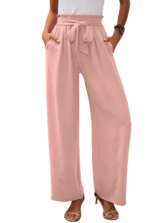 Damen Paperbag-Hose mit weitem Bein, elastischer Taille und Bindegürtel Shop Nory