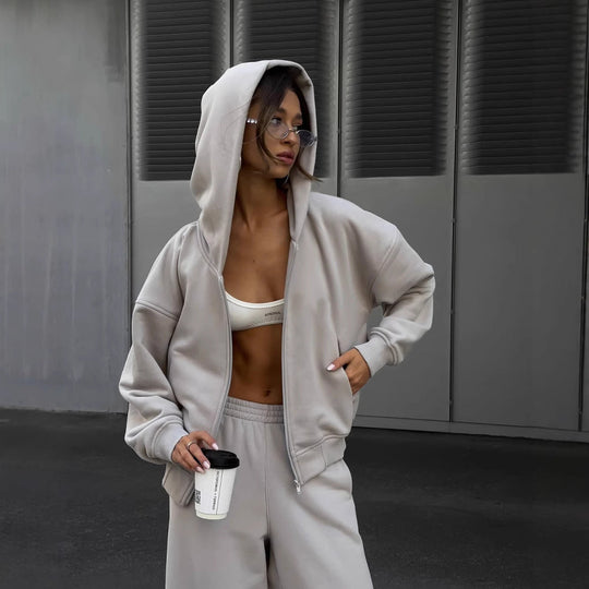 Damen lässiges Kapuzensweatshirt und weite Jogginghose-Set
