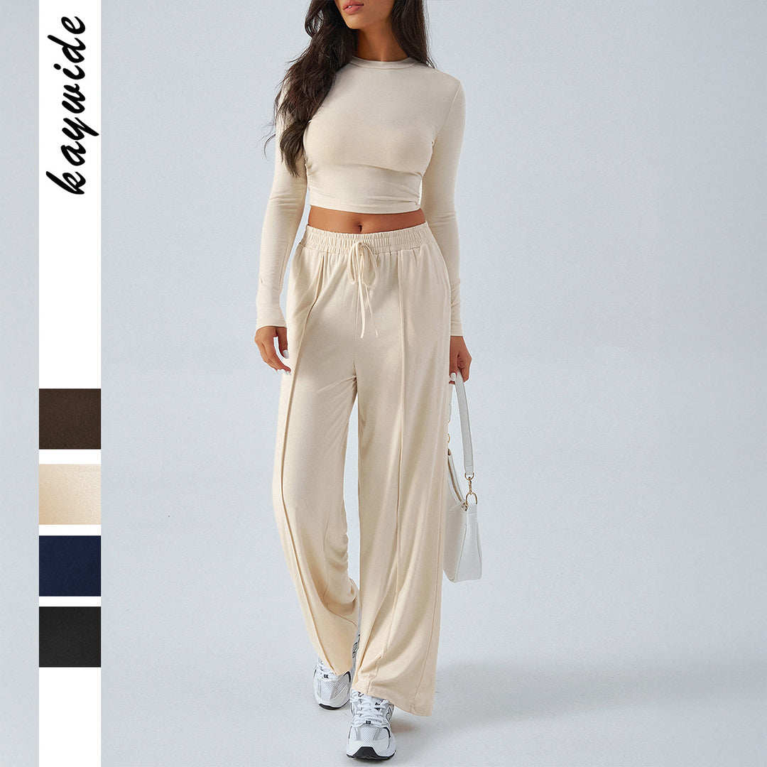 Damen nan weite Loungehose mit elastischem Kordelbund und fließender Jersey‑Qualität Shop Nory