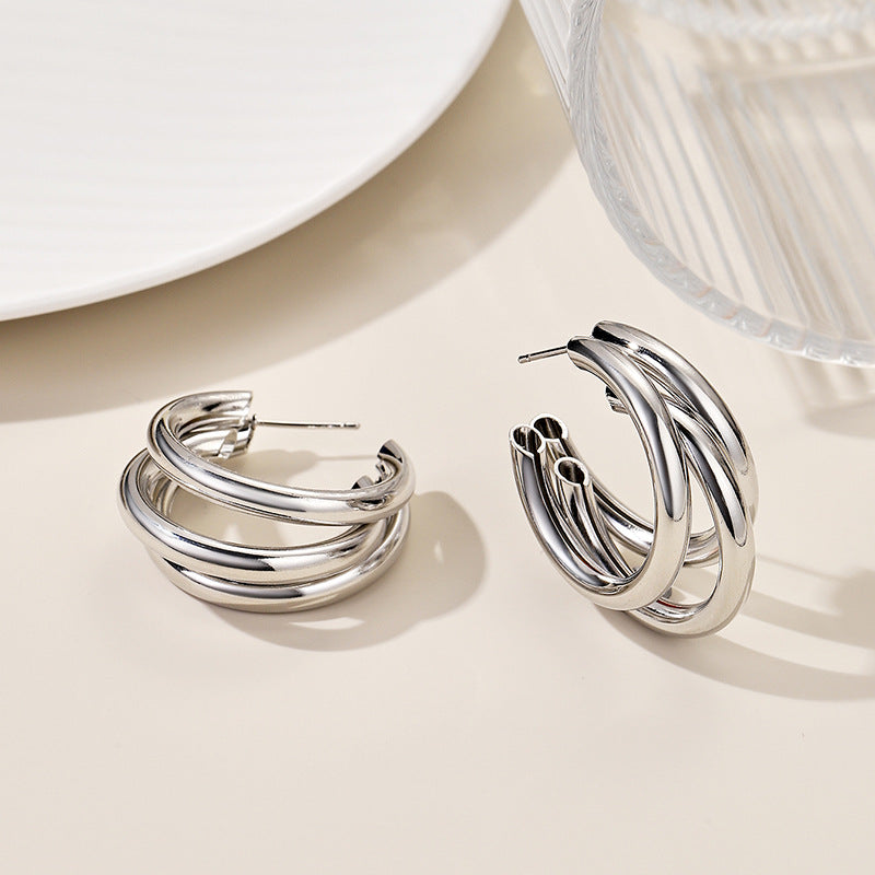 Damen Creolen mit doppeltem Ringdesign Shop Nory