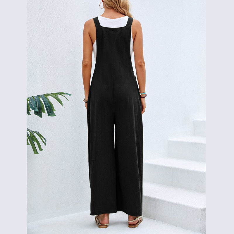Damen Lässiger Jumpsuit mit weitem Bein und verstellbaren Trägern