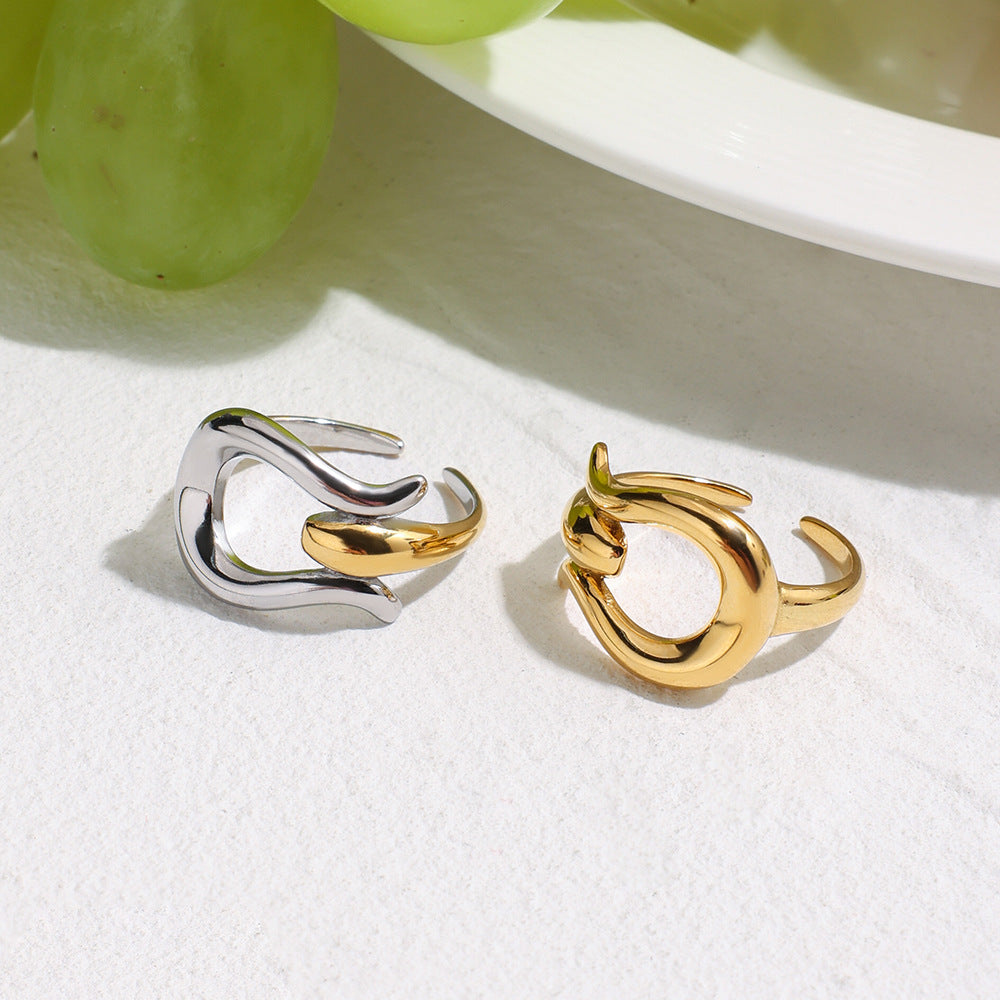 Damen Offener Ring aus rostfreiem Edelstahl mit elegantem Design und hypoallergener Verarbeitung Shop Nory