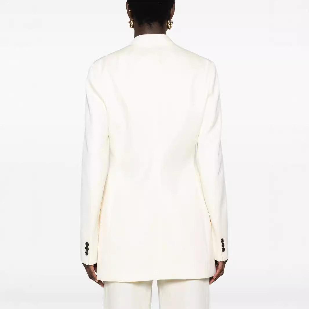 Damen Elegantes Einreihiges Longblazer-Set mit weiter Palazzo-Hose Shop Nory