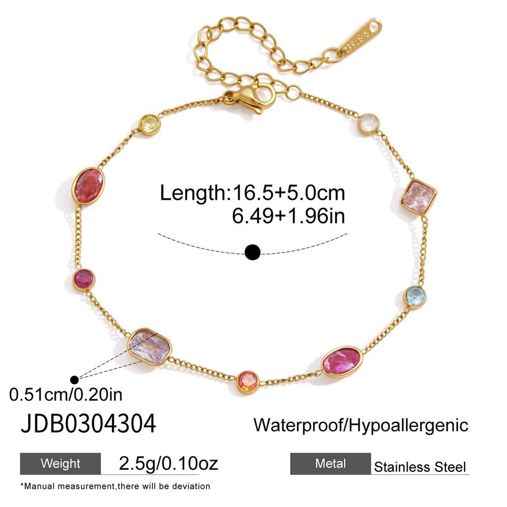 Damen Armband mit bunten Edelsteinen und hypoallergener Edelstahlverarbeitung Shop Nory