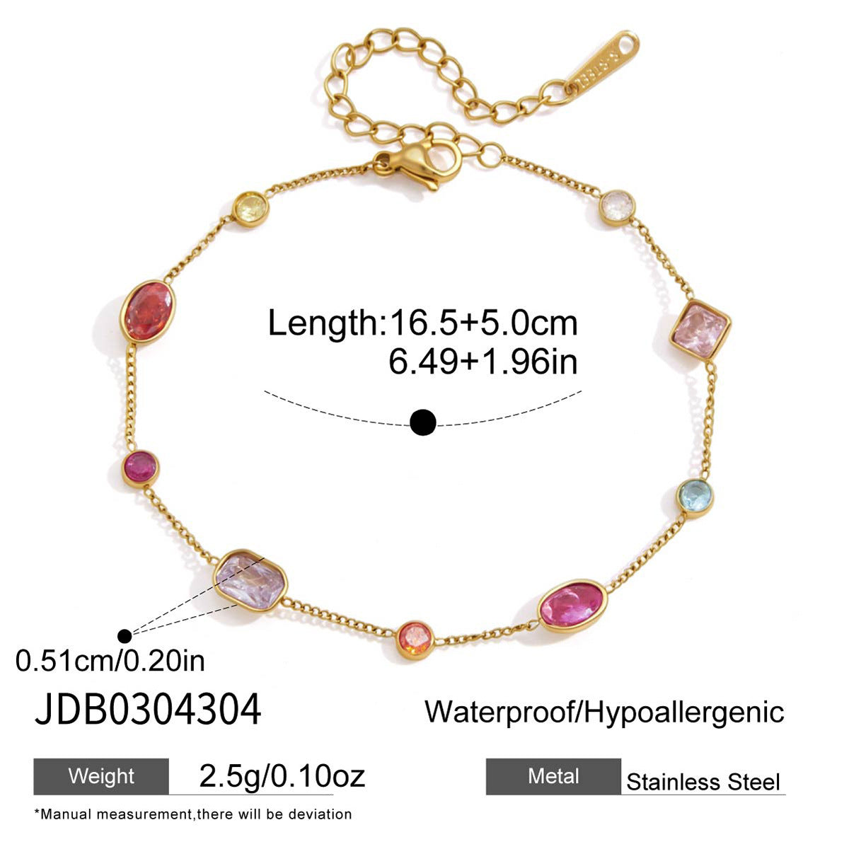 Damen Armband mit bunten Edelsteinen und hypoallergener Edelstahlverarbeitung Shop Nory