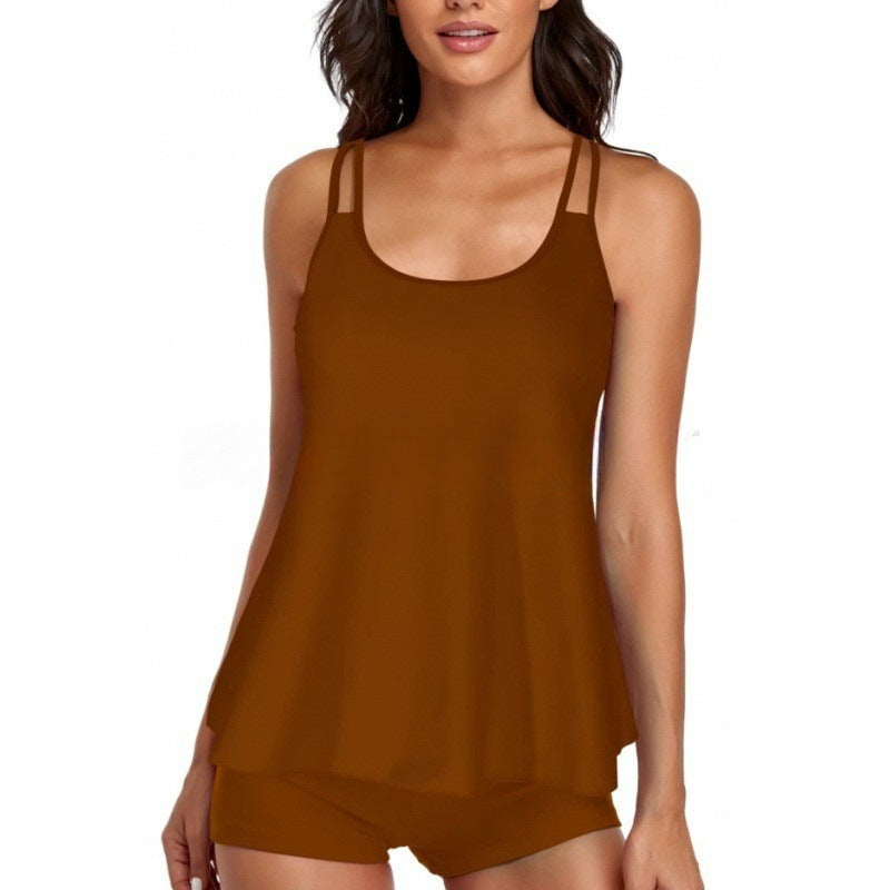 Damen Sportliches Tankini-Set mit bequemem Shorts und verstellbaren Trägern Shopnory