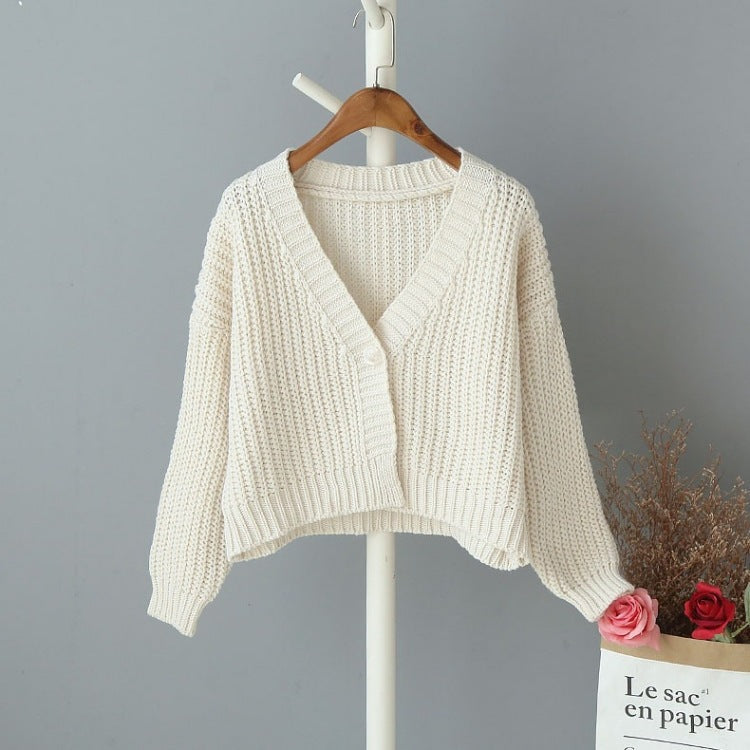 Damen Grob gestrickte Cardigan mit tiefem V-Ausschnitt und lockerer Passform