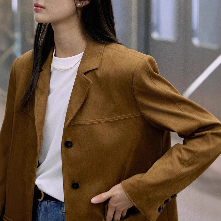 Damen Modischer Wollblazer mit tiefem V-Ausschnitt Shop Nory