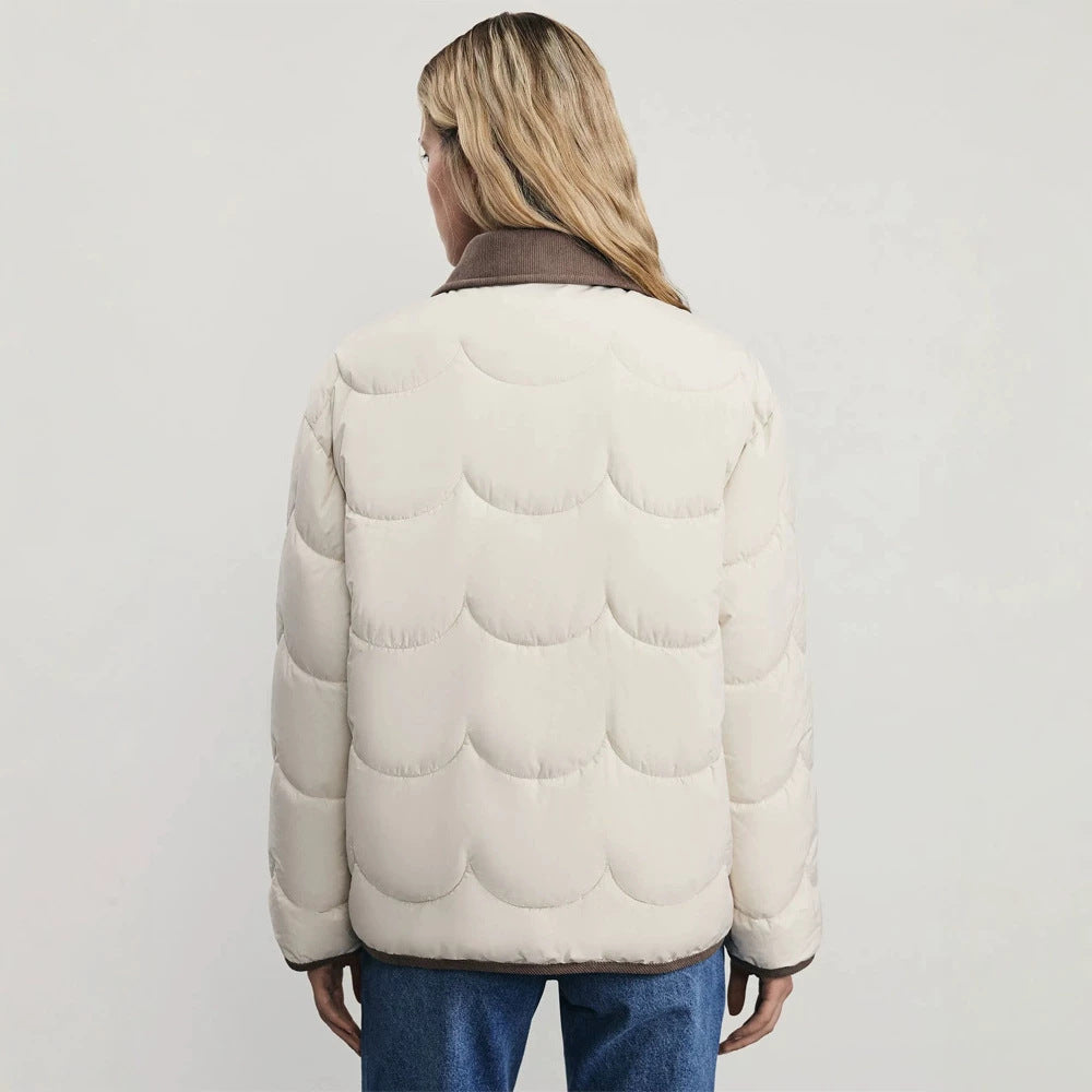 Damen gesteppte Kurzjacke mit Wellensteppung und Cordkragen Shop Nory