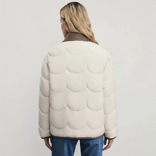 Damen gesteppte Kurzjacke mit Wellensteppung und Cordkragen Shop Nory