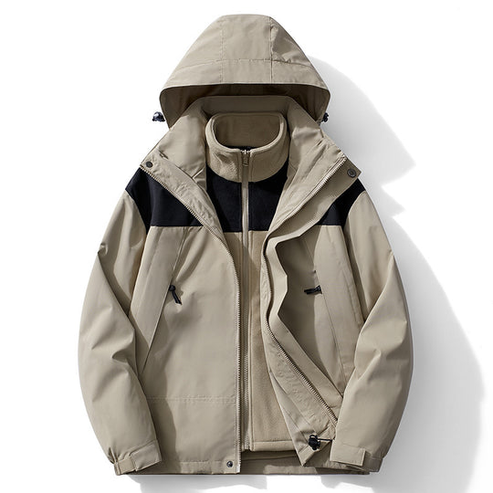 Herren zweilagige Softshell- und Fleece-Kombinationsjacke mit abnehmbarem Innenfutter und Kapuze Shop Nory
