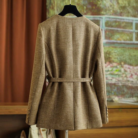 Damen Modische Blazerjacke mit Taillengürtel Shop Nory