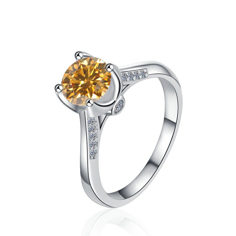 Damen Solitär ring mit strahlendem rosafarbenem Zirkonia und elegantem Besatz Shop Nory