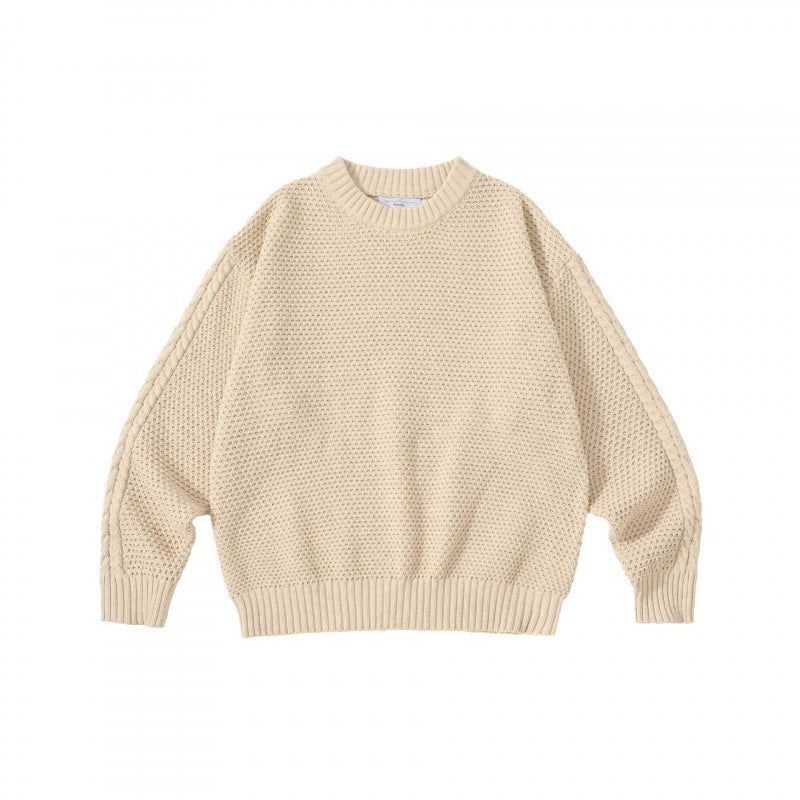 Unisex Oversize Grobstrickpullover mit Zopfärmeln und Rundhalsausschnitt Shop Nory