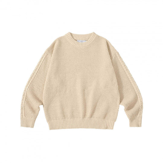 Unisex Oversize Grobstrickpullover mit Zopfärmeln und Rundhalsausschnitt Shop Nory