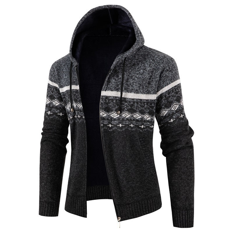 Herren Kapuzenpullover mit Norweger-Muster