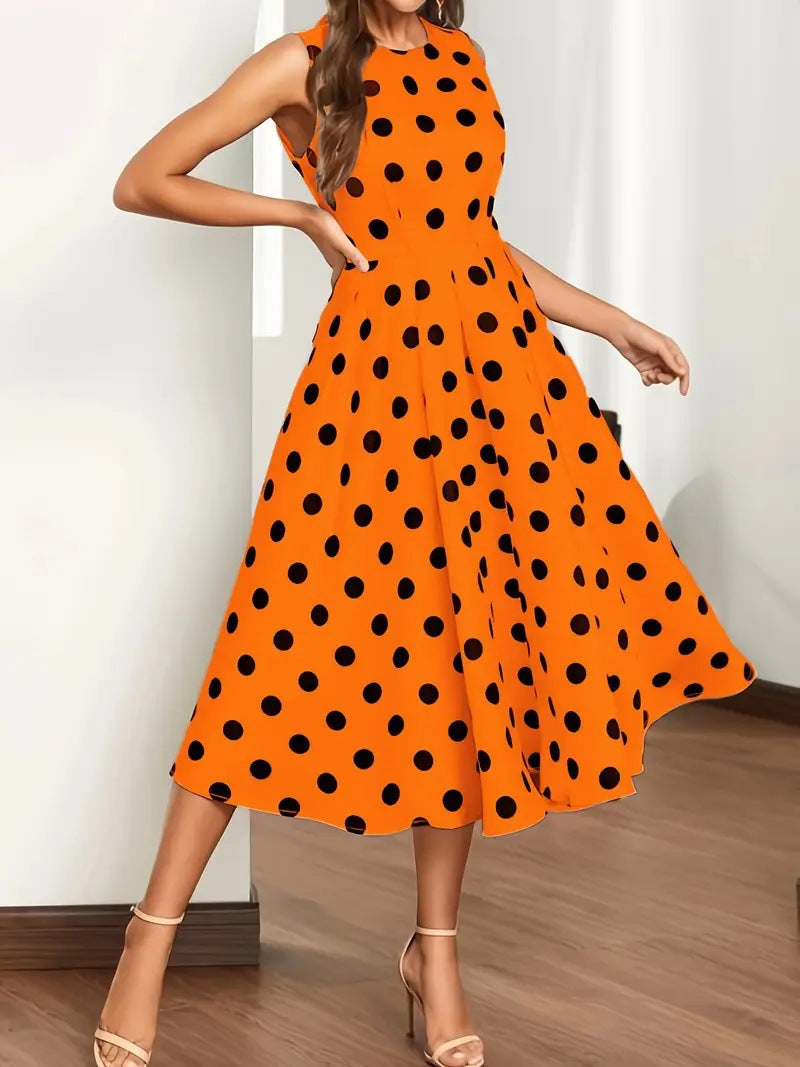 Damen A-Linie Kleid mit Polka-Dots