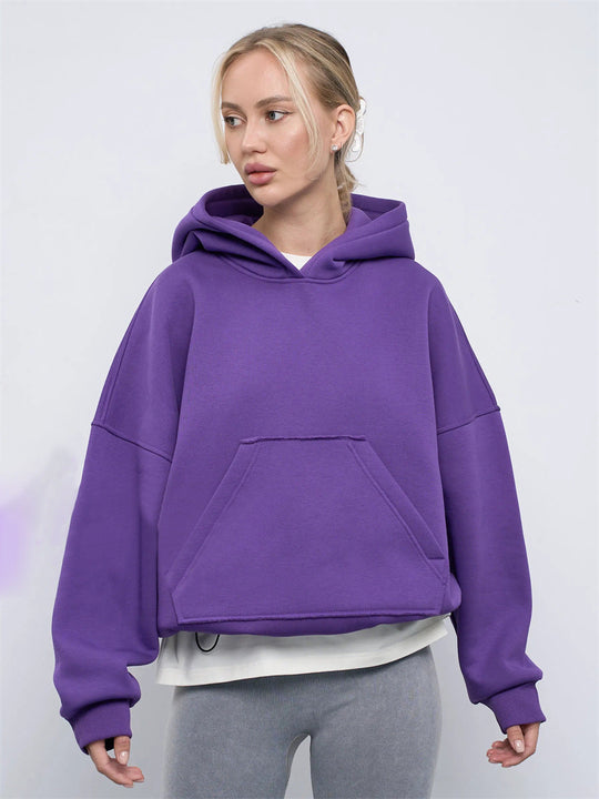 Damen lässiger Oversize-Hoodie mit Kängurutasche und weichem Innenfutter
