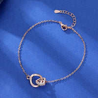 Herz-Doppelring Armband S-28 (Roségold)