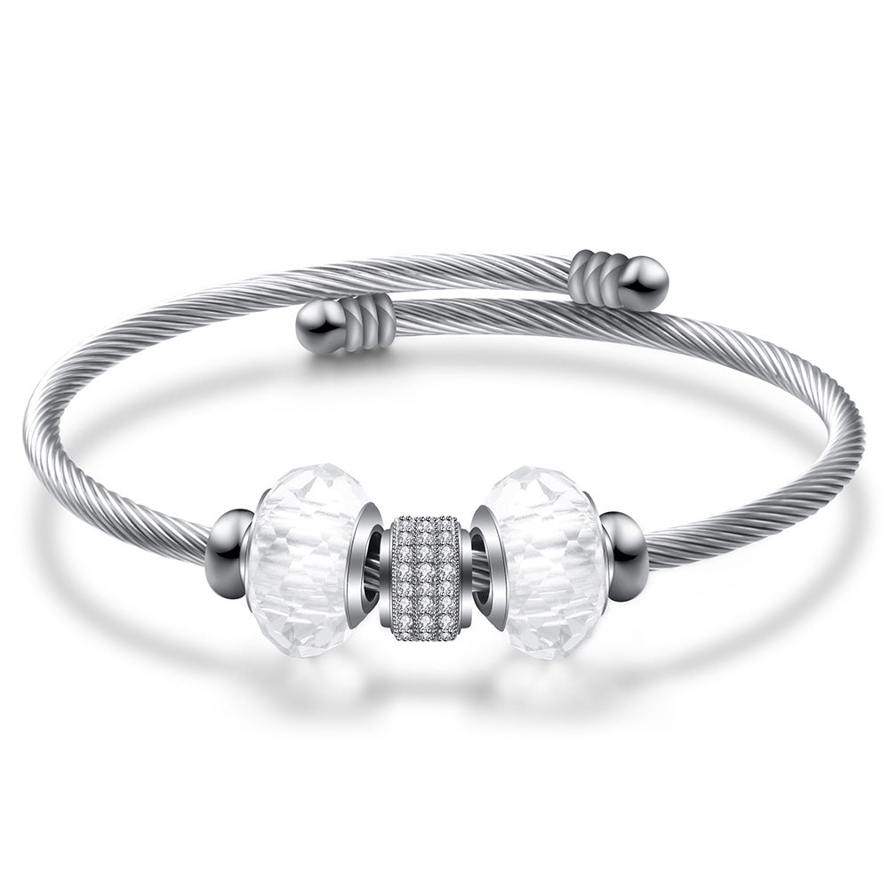 Damen Armband mit funkelnden Zirkonia und eleganten Glasdesign Shop Nory