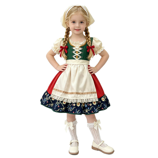 Damen nan traditionelles Kinderdirndl mit besticktem Rock und Spitzenschürze Shop Nory