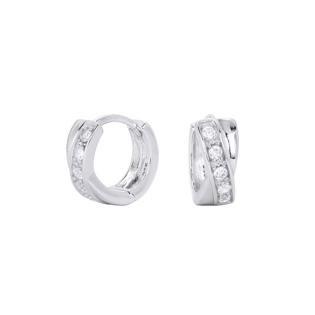 Damen Creolen mit strahlenden Zirkonsteinen und 925 Sterlingsilber Shop Nory
