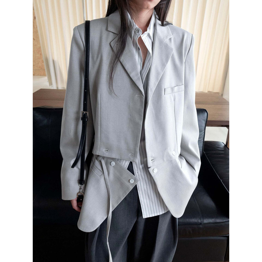 Damen Boxy-Schnitt Blazer mit verlängerter Schulterpartie und cleanem Revers Shop Nory
