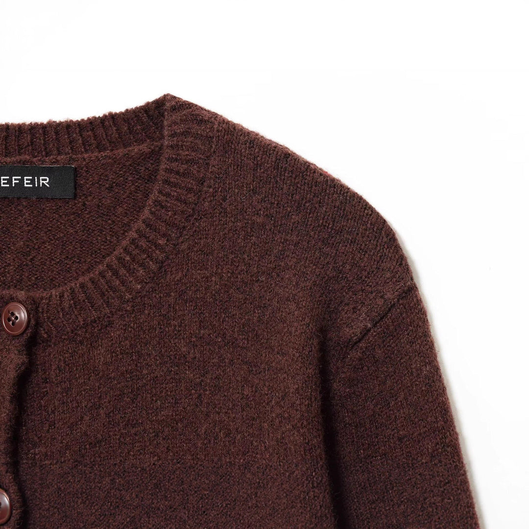 Damen Rundhals-Cardigan mit Knopfleiste und feiner Rippkante Shop Nory