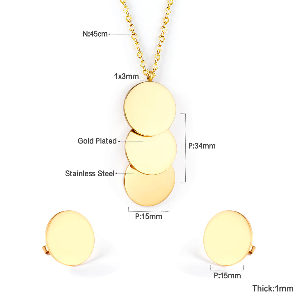 Damen Schmuckset mit goldplattierter Halskette und runden Ohrringen Shop Nory