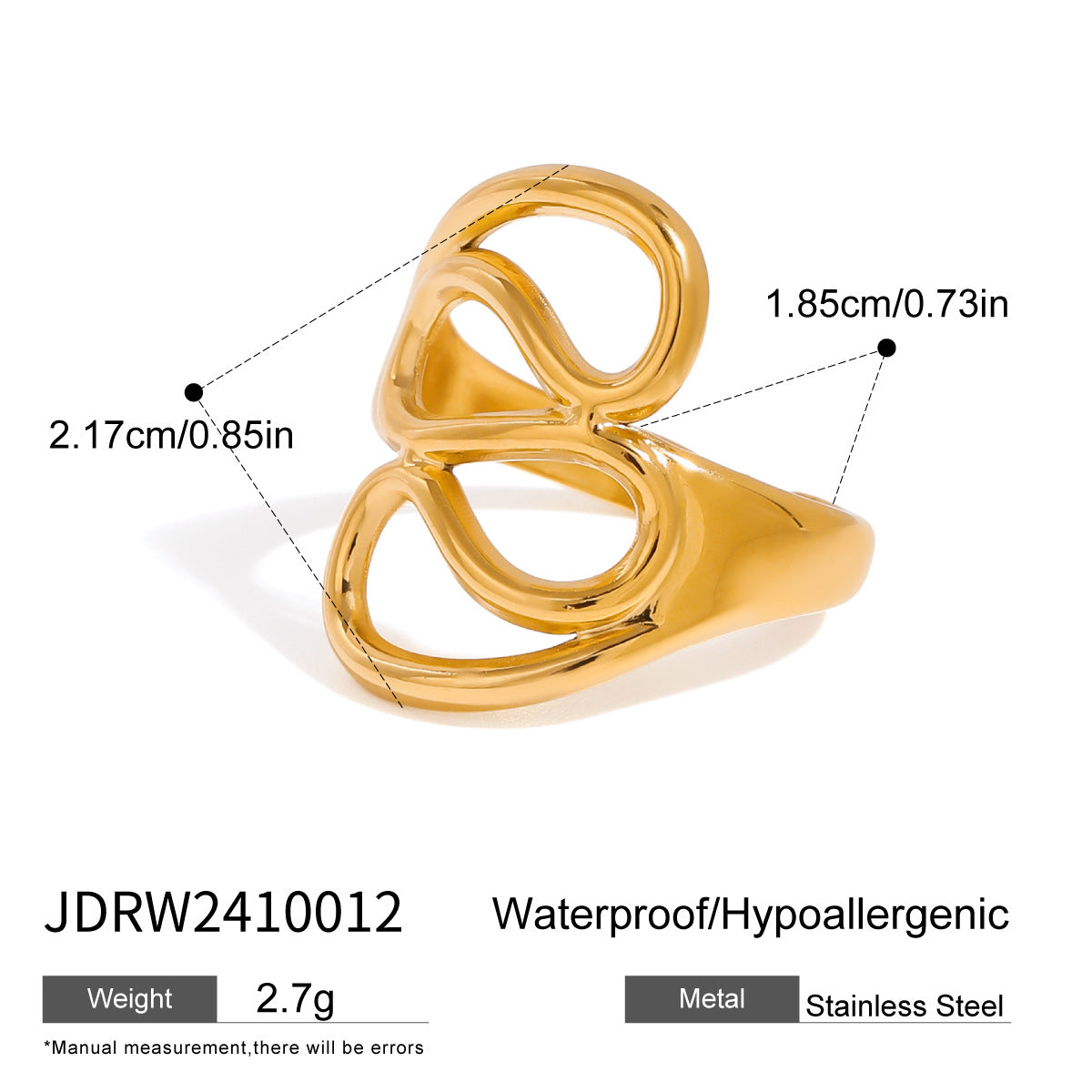 Damen Offenes Design-Armband mit elegantem Wellenmuster aus hypoallergenem Edelstahl Shop Nory
