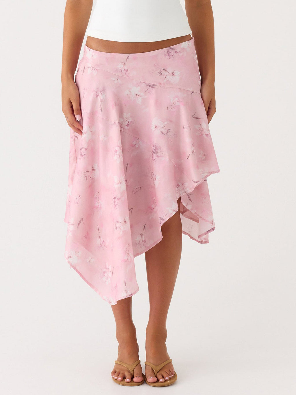 Damen asymmetrischer Maxi-Rock mit floralem Design und schwingendem Fall