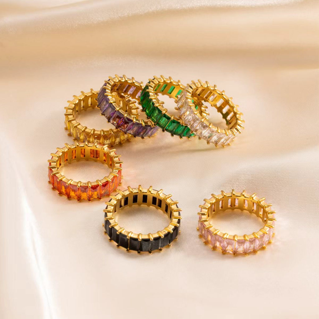 Damen Zarter Ring mit pinken Kristallen Shop Nory