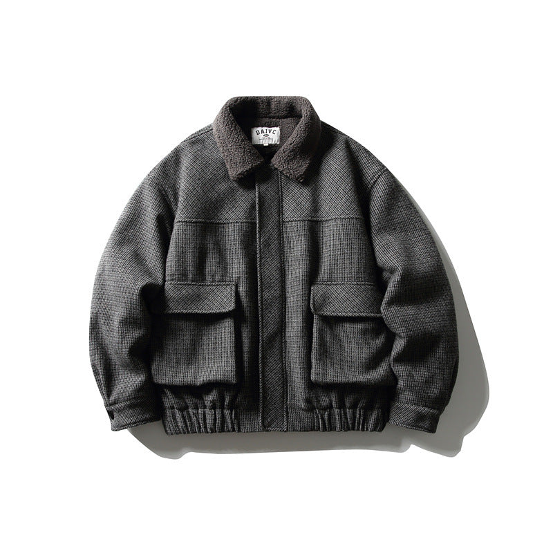 Herren Boxy-Blouson aus Wollmix mit Teddybesatz am Kragen und aufgesetzten Klappentaschen Shop Nory