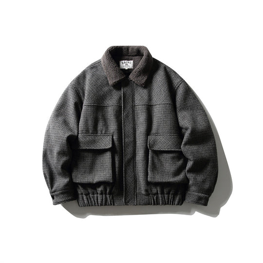 Herren Boxy-Blouson aus Wollmix mit Teddybesatz am Kragen und aufgesetzten Klappentaschen Shop Nory