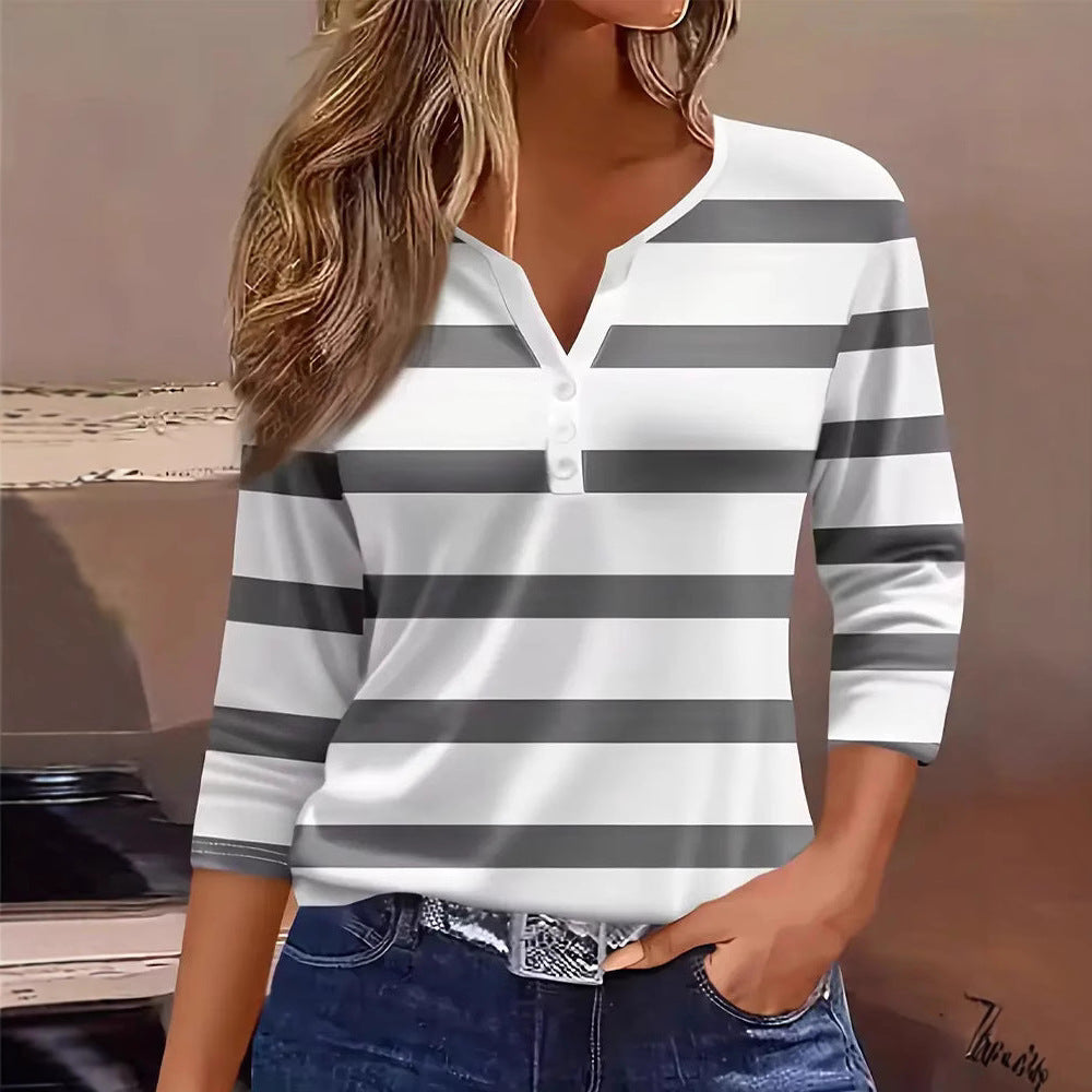 Damen Langarmshirt mit maritimem Streifenmuster