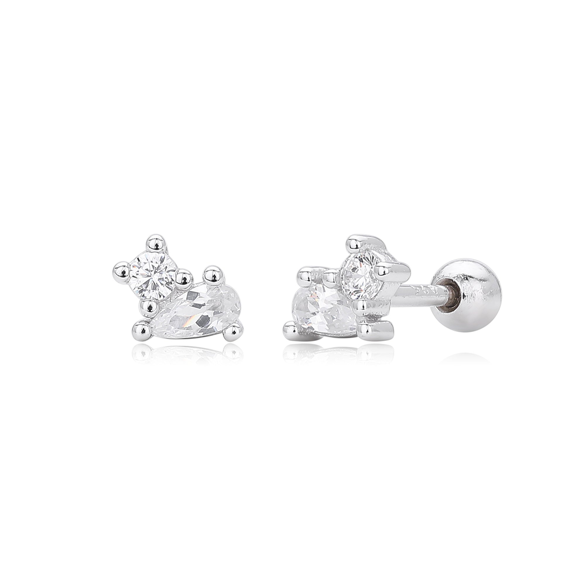 Damen Ohrstecker mit funkelnden Zirkonsteinen und hochwertiger 925 Sterling Silberfassung Shop Nory