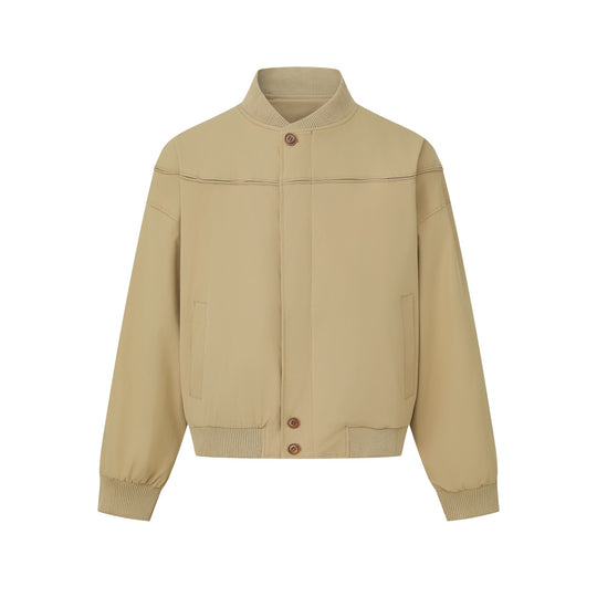 Unisex Kurz geschnittener Boxy‑Blouson mit hohem Rippkragen, verdeckter Knopfleiste und Elastikbund Shop Nory