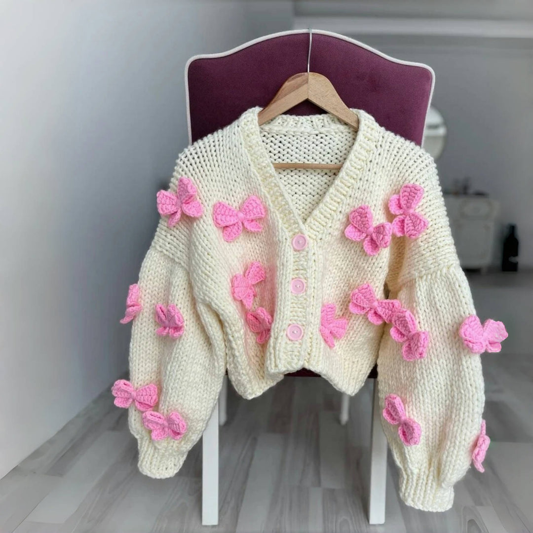Damen Verspielt Floral strickjacke