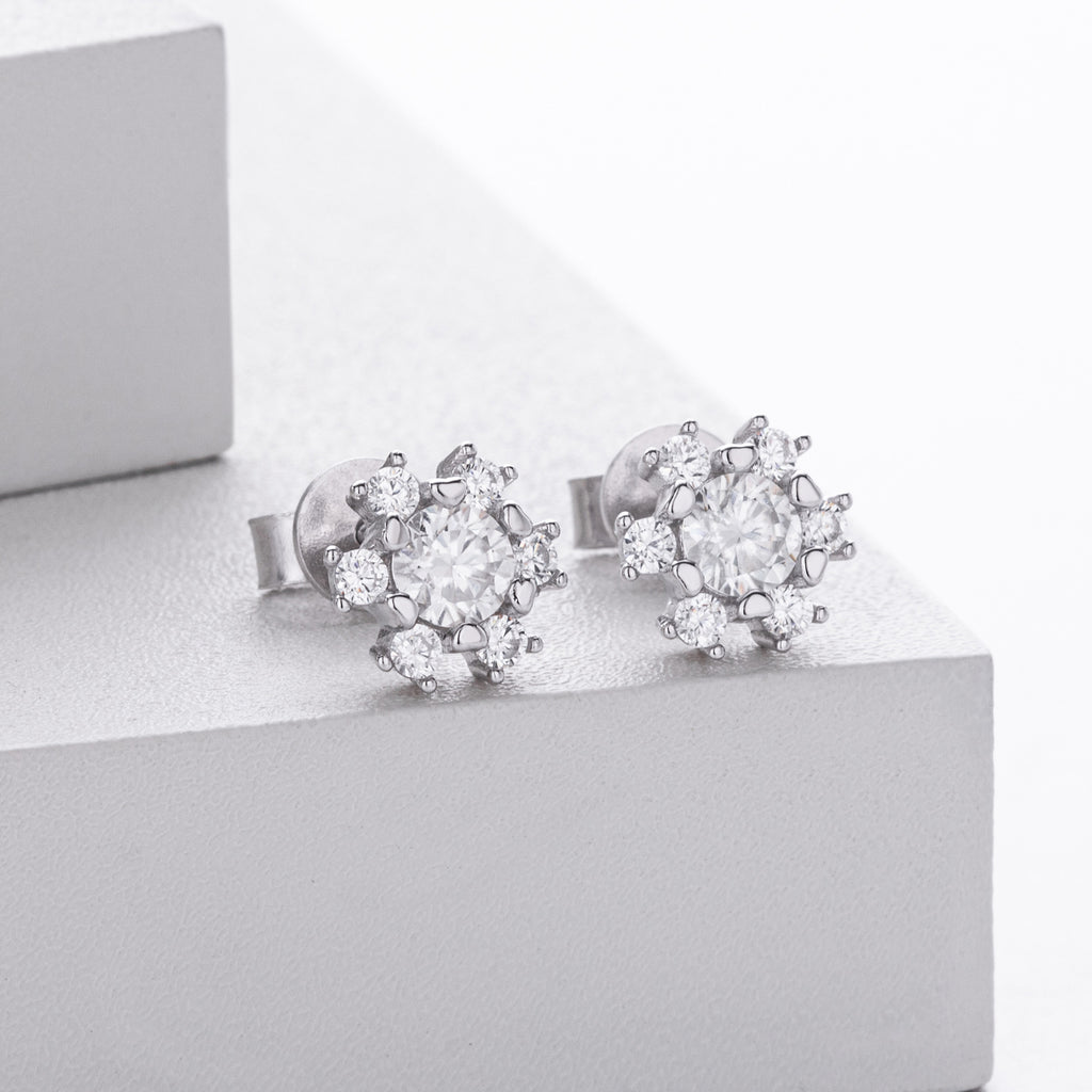 Damen Ohrstecker mit funkelndem Moissanit und 925 Sterlingsilber Shop Nory