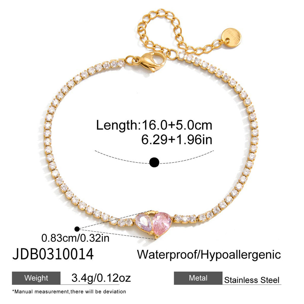 Damen Armband mit funkelnden Zirkonia und herzförmigem Anhänger Shop Nory